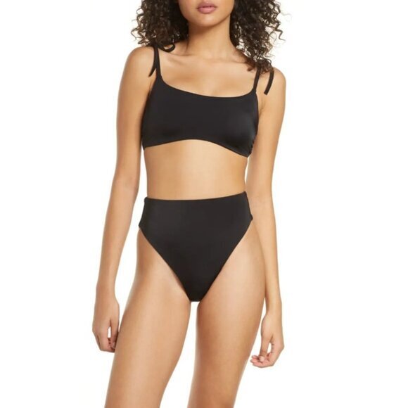 CHELSEA28 Easy Retro High Waist Bikini Bottoms Black SZ S NWT - Picture 1 of 7
